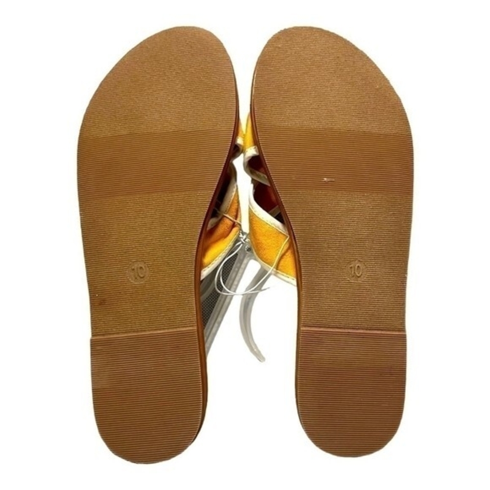 Shade & Shore Yellow White Bow Knot Slip-On Sandals Women’s Size 10 - Picture 8 of 9